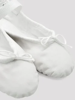 Dansebutikken Hvide bløde balletsko i skind med fuldsål Bloch