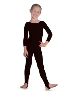 Dansebutikken Langærmet heldragt sort blank gymnastik med strop