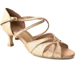 Dame Dansebutikken Lys guld brokade dansesko 5 cm hæl Rummos