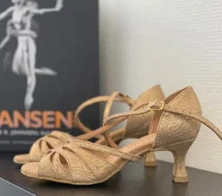 Dame Dansebutikken Lys guld brokade dansesko 5 cm hæl Rummos