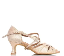 Dame Dansebutikken Lys guld brokade dansesko 5 cm hæl Rummos