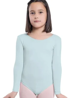 Børn Dansebutikken Lyseblå dragt m.langt ærme ballet/gymnastik