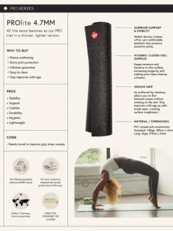 Dansebutikken Manduka mørk grå PROlite måtte til yoga