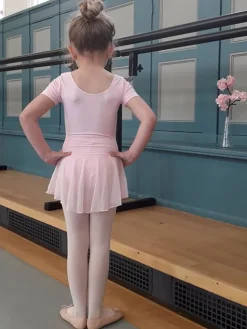 Børn Dansebutikken Mørk rosa dragt med påsyet chiffon skørt Ballet Rosa