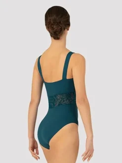 Dame Dansebutikken Mørk turkis dragt med smuk mesh detalje Bloch