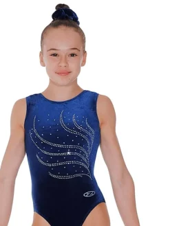 Dansebutikken Mørkeblå velour gymnastikdragt piger The zone