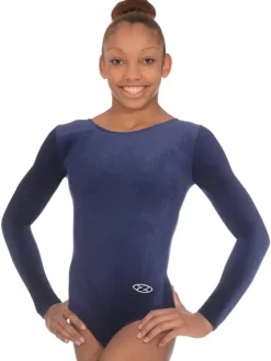 Dansebutikken Mørkeblå velour gymnastikdragt piger The zone