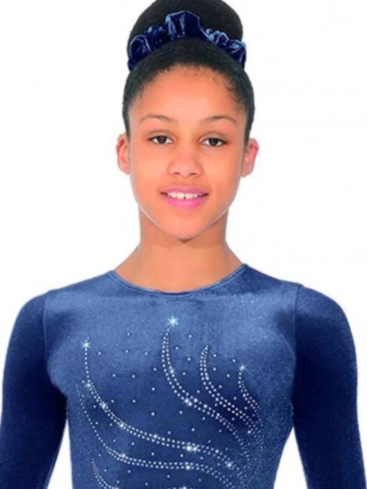 Dansebutikken Navy velour gymnastikdragt piger The zone