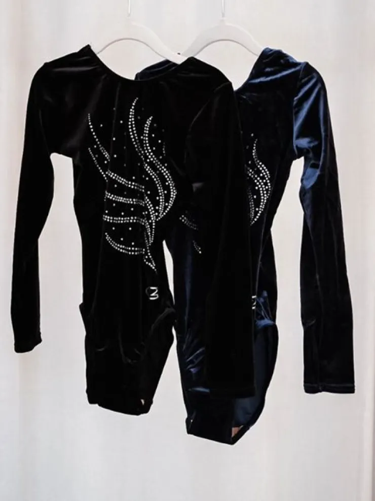 Dansebutikken Navy velour gymnastikdragt piger The zone