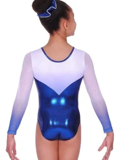 Dansebutikken Navy/hvid skinnende gymnastikdragt piger The zone