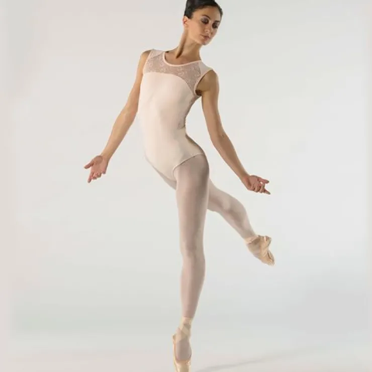 Dame Dansebutikken Pudderfarvet dragt m. blonde fra ballet Rosa