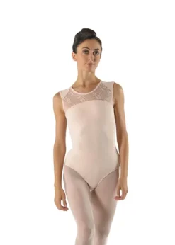 Dame Dansebutikken Pudderfarvet dragt m. blonde fra ballet Rosa