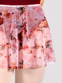 Dame Dansebutikken Pull on skørt med smukt rødlig print af blomster fra Bloch