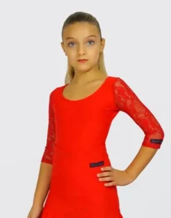 Dansebutikken Rød body til dans til piger - Ready4dance