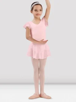 Børn Dansebutikken Rosa dragt til piger med chiffon ærme og palietter Bloch
