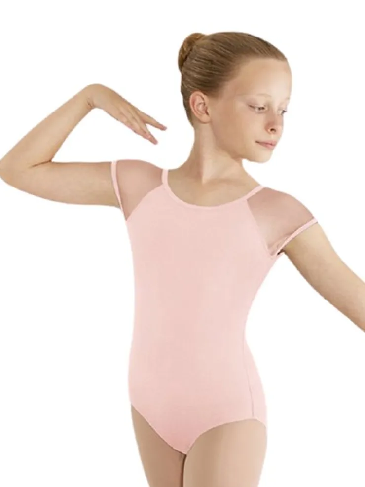 Børn Dansebutikken Rosa dragt til piger m.lille chiffon ærme Bloch