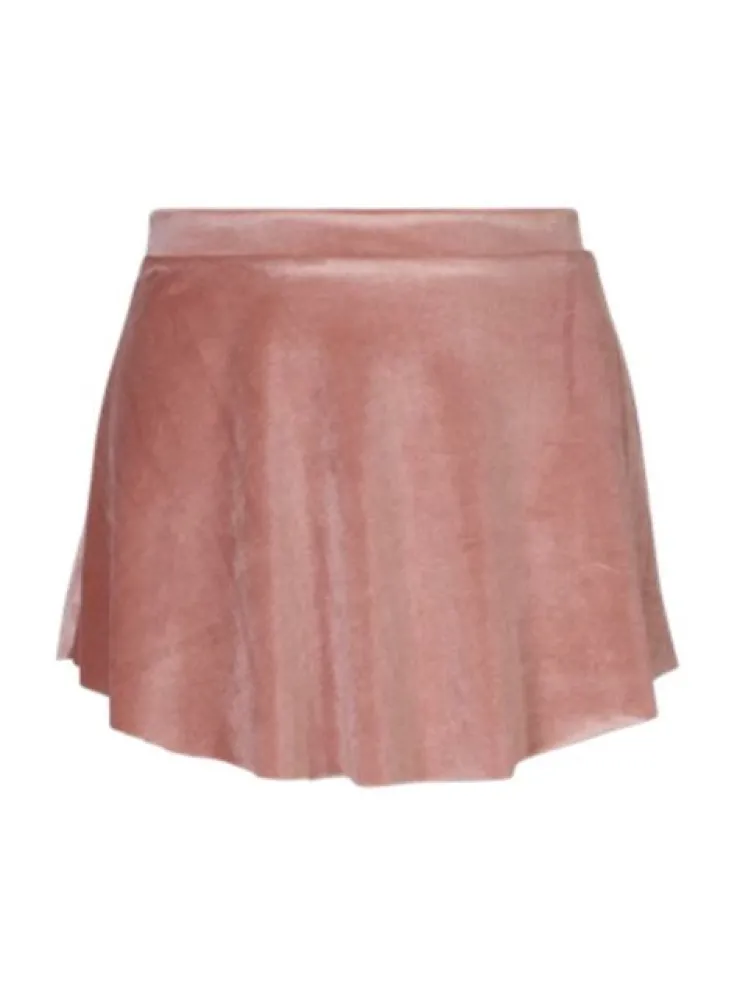 Dame Dansebutikken Rosa pull on velour skørt fra Mara Dancewear