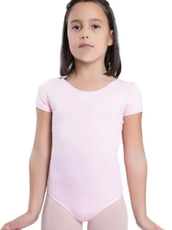 Børn Dansebutikken Seré rosa dragt m.kort ærme ballet/gymnastik