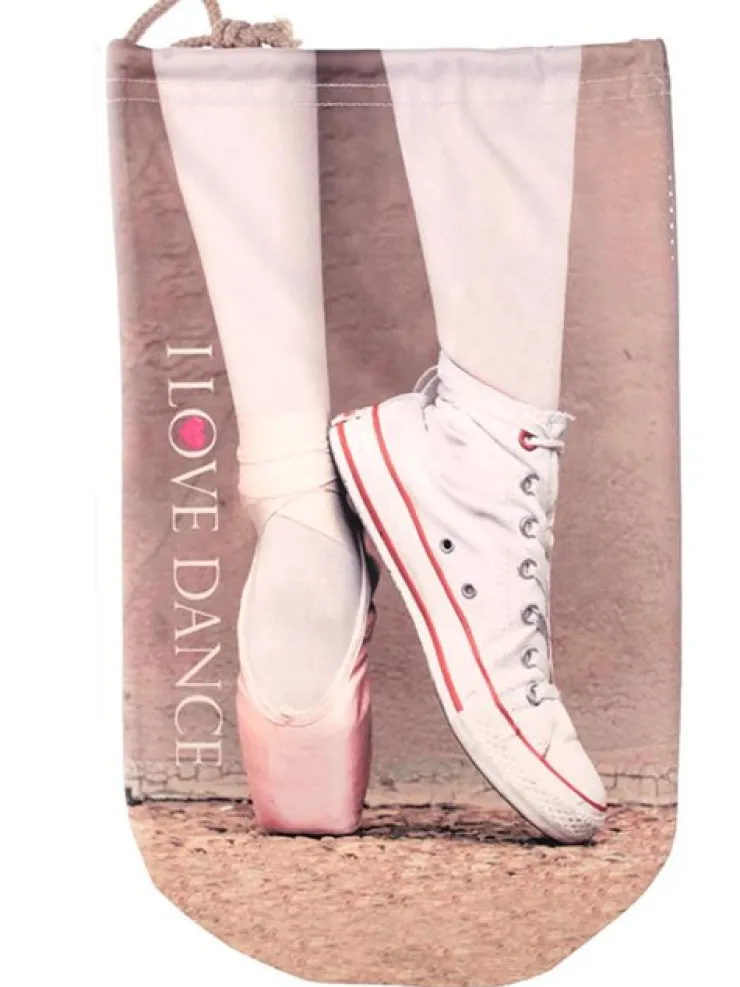 Dansebutikken Sko pose til balletsko med tåsko og sneakers print