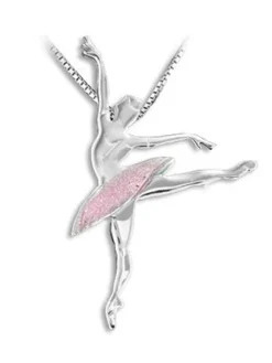 Børn Dansebutikken Sølv halskæde balletdanser rosa tutu sugar plum fairy