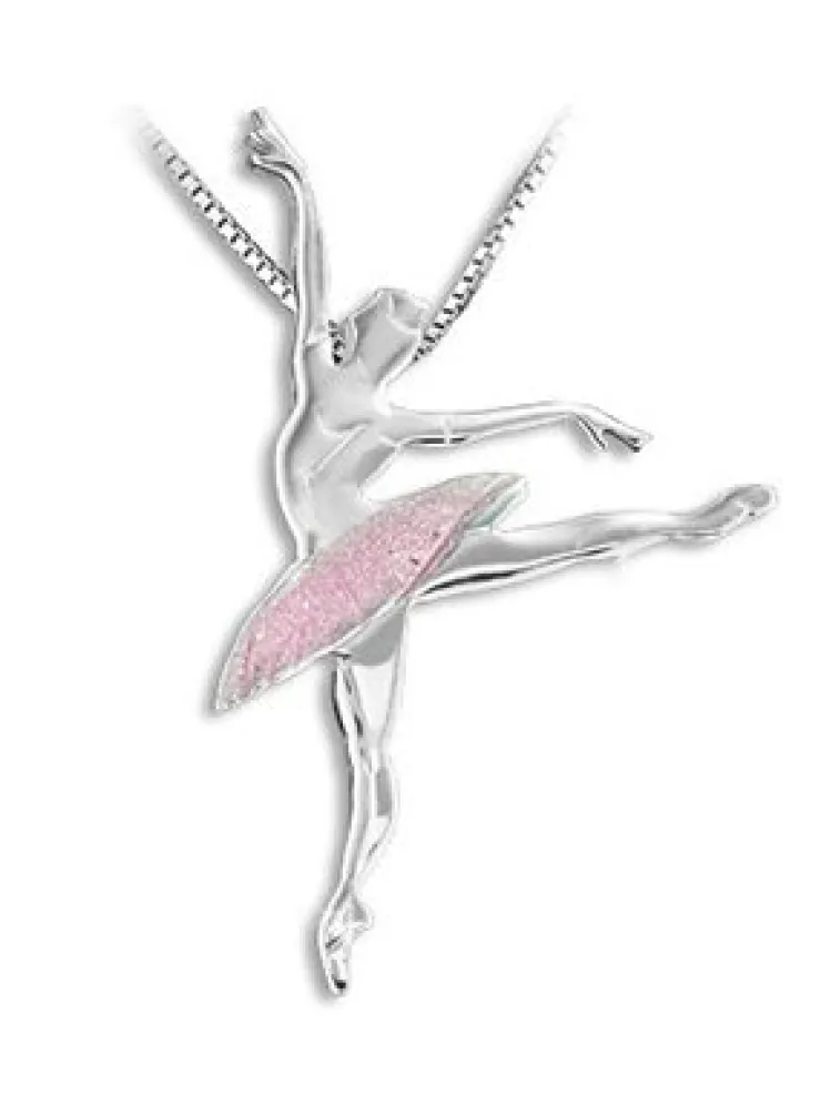 Børn Dansebutikken Sølv halskæde balletdanser rosa tutu sugar plum fairy