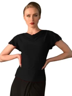Dame Dansebutikken Sort bluse med butterfly ærmer fra Danceeverywear