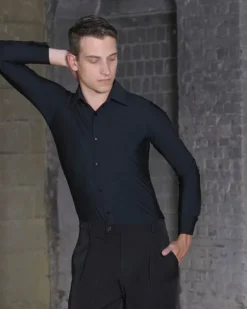 Dansebutikken Sort body skjorte til herrer - Ready4dance