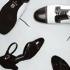 Dame Dansebutikken Sort dansesko fra Diamant i ruskind og lak
