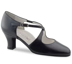 Dame Dansebutikken Sort dansesko i skind med 6 cm hæl Werner Kern - Gillian