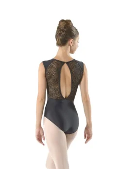 Dame Dansebutikken Sort dragt m. blonde og flot ryg fra ballet Rosa