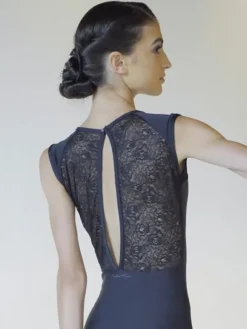 Dame Dansebutikken Sort dragt m. blonde og flot ryg fra ballet Rosa