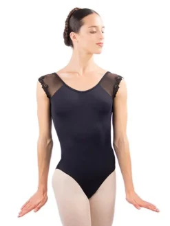 Dame Dansebutikken Sort dragt med mesh og blonder fra BalletRosa