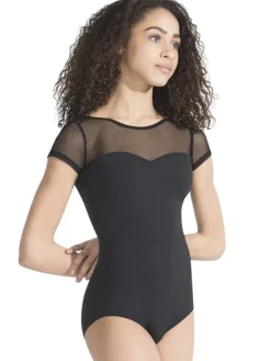 Dame Dansebutikken Sort dragt med ærmer og fin kryds ryg Capezio