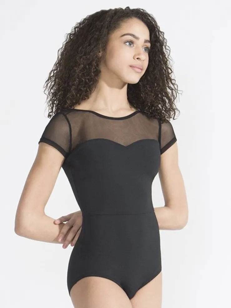 Dame Dansebutikken Sort dragt med ærmer og fin kryds ryg Capezio