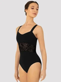 Dame Dansebutikken Sort dragt med smuk mesh detalje Bloch