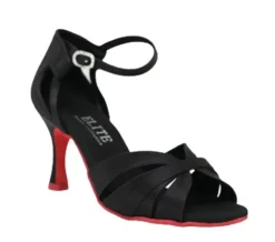 Dame Dansebutikken Sort Elite satin dansesko med rød sål Rummos