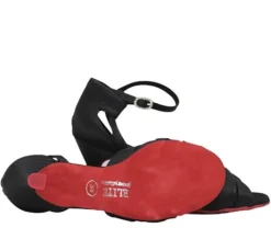 Dame Dansebutikken Sort Elite satin dansesko med rød sål Rummos