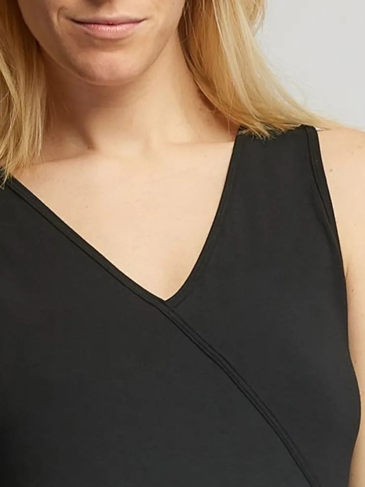 Dame Dansebutikken Sort løs heldragt med bredde stropper