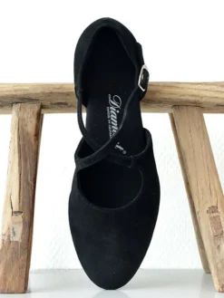 Dame Dansebutikken Sort lukket dame dansesko i ruskind