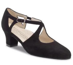 Dame Dansebutikken Sort ruskind dansesko med 4,5 cm hæl Werner Kern - Gala