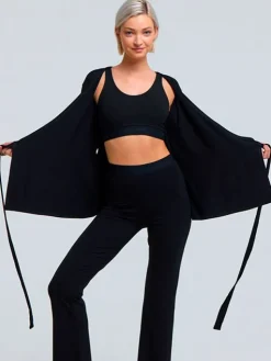 Dansebutikken Sort Tempsdanse lang Crossover bluse