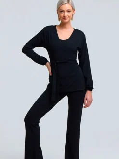 Dansebutikken Sort Tempsdanse lang Crossover bluse