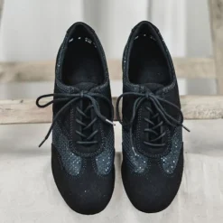Dame Dansebutikken Sort trænings dansesko vario pro glitter
