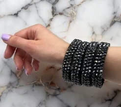 Dansebutikken Sorte rhinsten armbånd