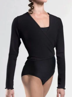 Dame Dansebutikken Wearmoi sort slå om overdel ballet og gymnastik
